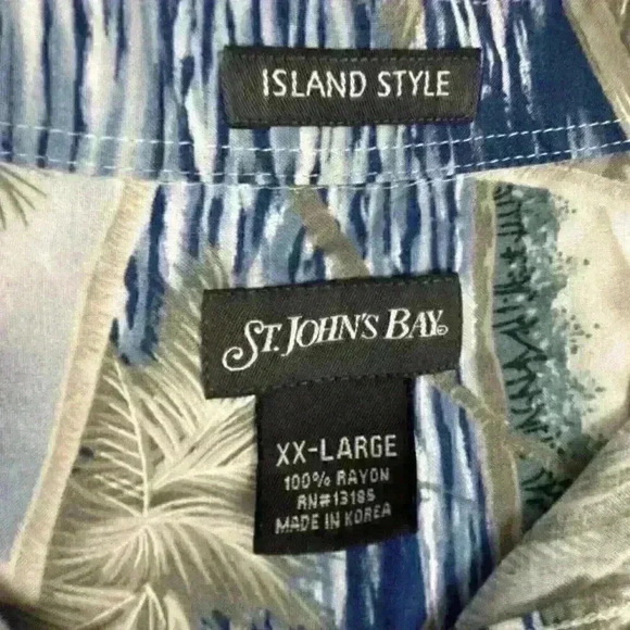 St Johns Bay Mens XXL Button Down Hawaiin Shirt Rayon Island Style Short Sleeve - Picture 5 of 8
